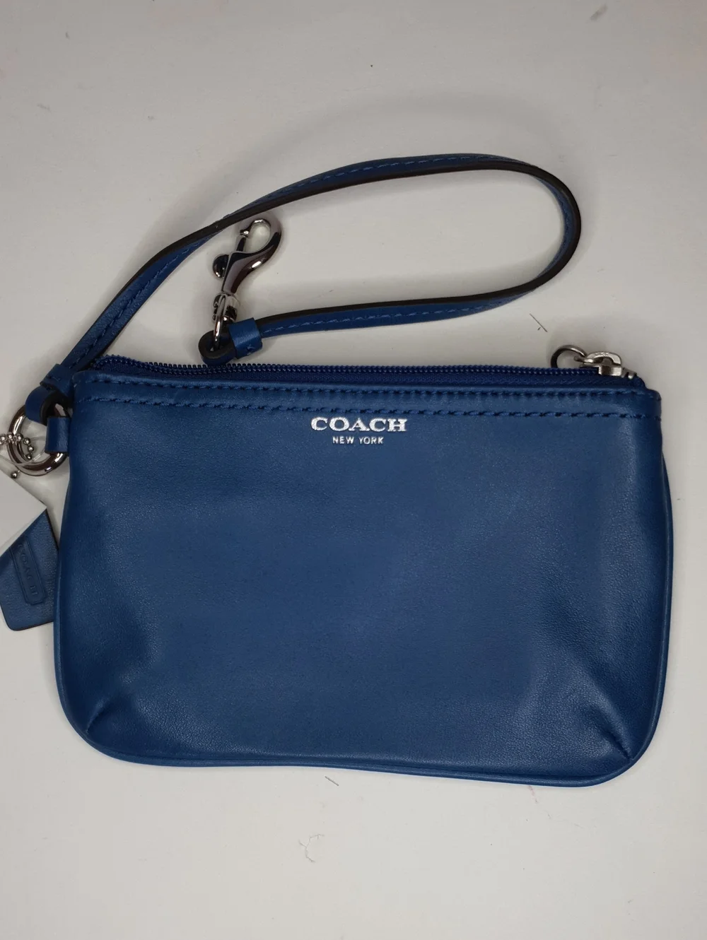 COACH Blue Leather Small Wristlet - NWT + Free Gift